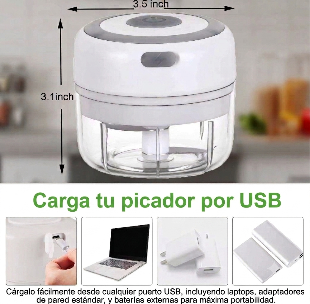 🥗PICADOR ELÉCTRICO MULTIFUNCIONAL PARA VERDURAS Y AJO