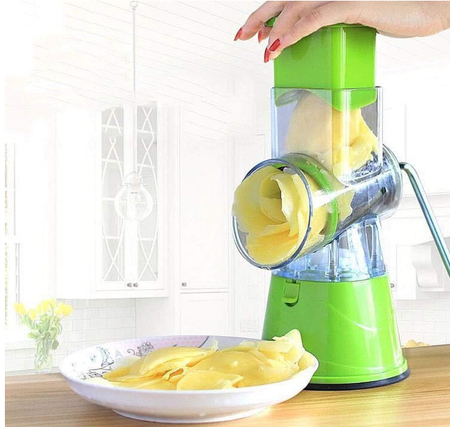 🧀 Rallador Giratorio 3 en 1 para Queso y Verduras