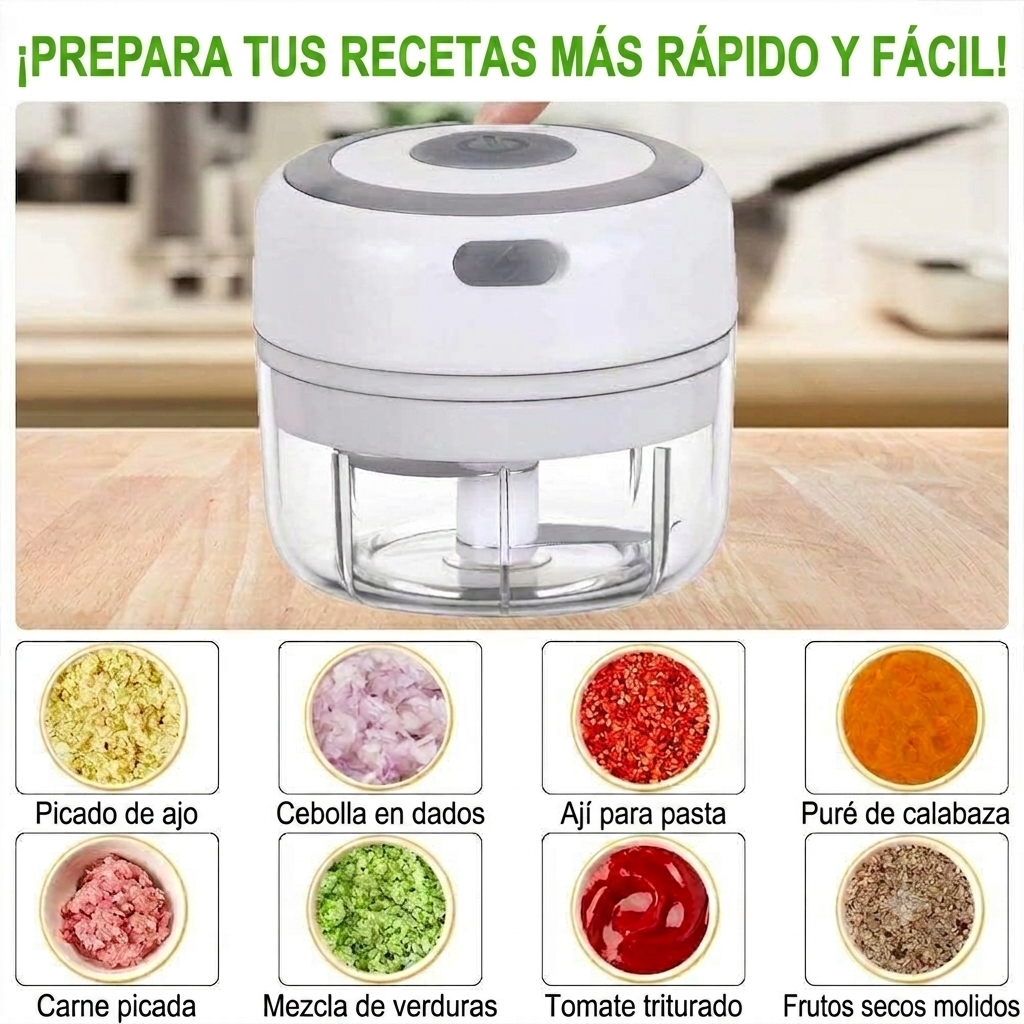 🥗PICADOR ELÉCTRICO MULTIFUNCIONAL PARA VERDURAS Y AJO